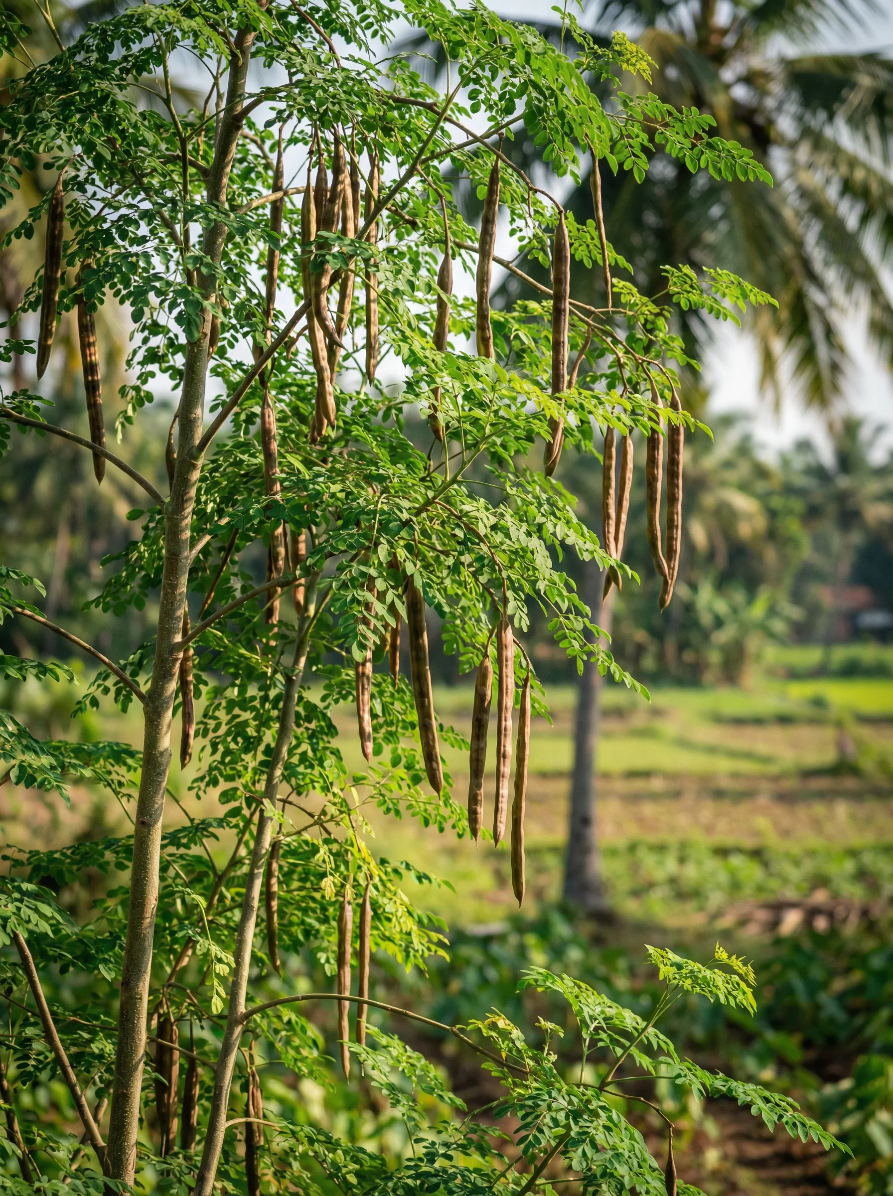 Moringa tree with leaves